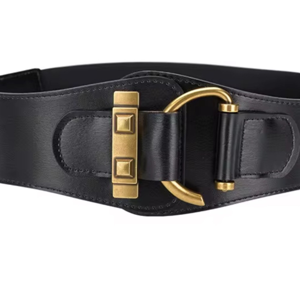 Women’s PU Wide Leather Waist Belt in Black or Dark Brown - Picture 2 of 5